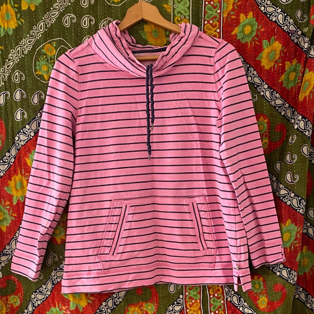 Pink Striped Cowl Neck Sweatshirt